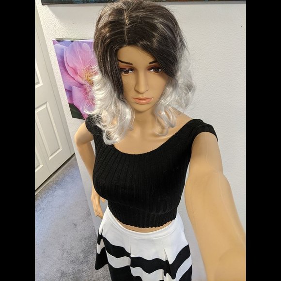 Express Design Studio Black & White Colorblock Midi Skirt - Picture 3 of 5